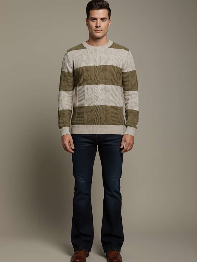 men color block long sleeve regular fit pullover  - 22279173 -  Standard Image - 3