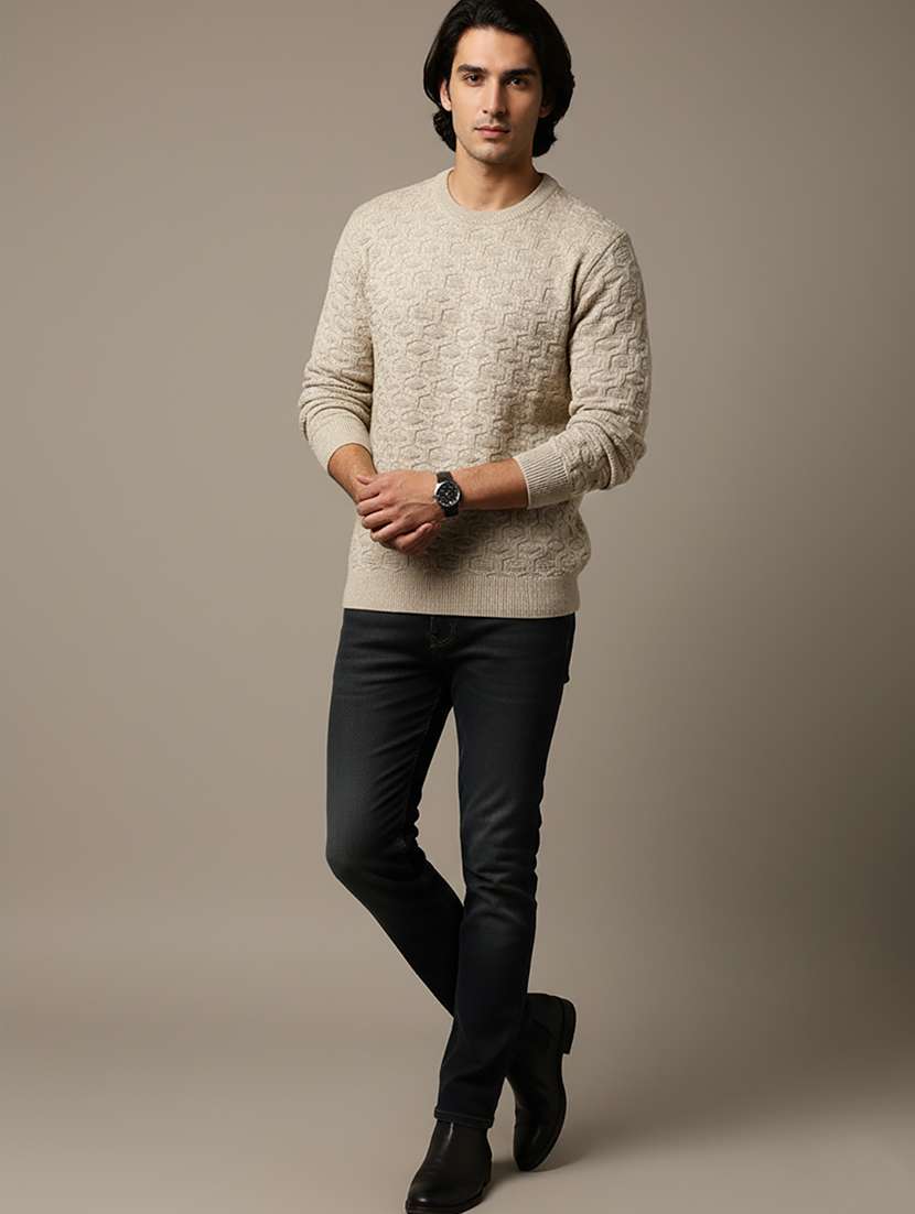 men self design long sleeve regular fit pullover  - 22279174 -  Standard Image - 3