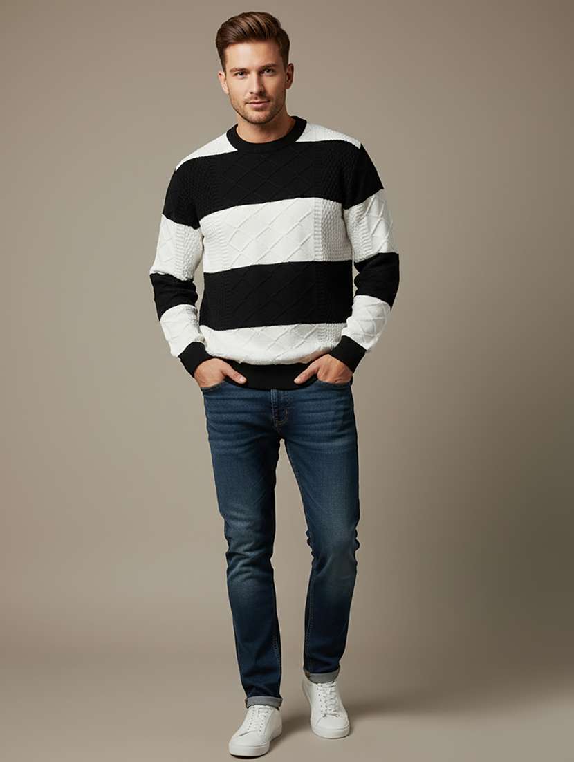 men color block long sleeve regular fit pullover  - 22279181 -  Standard Image - 3