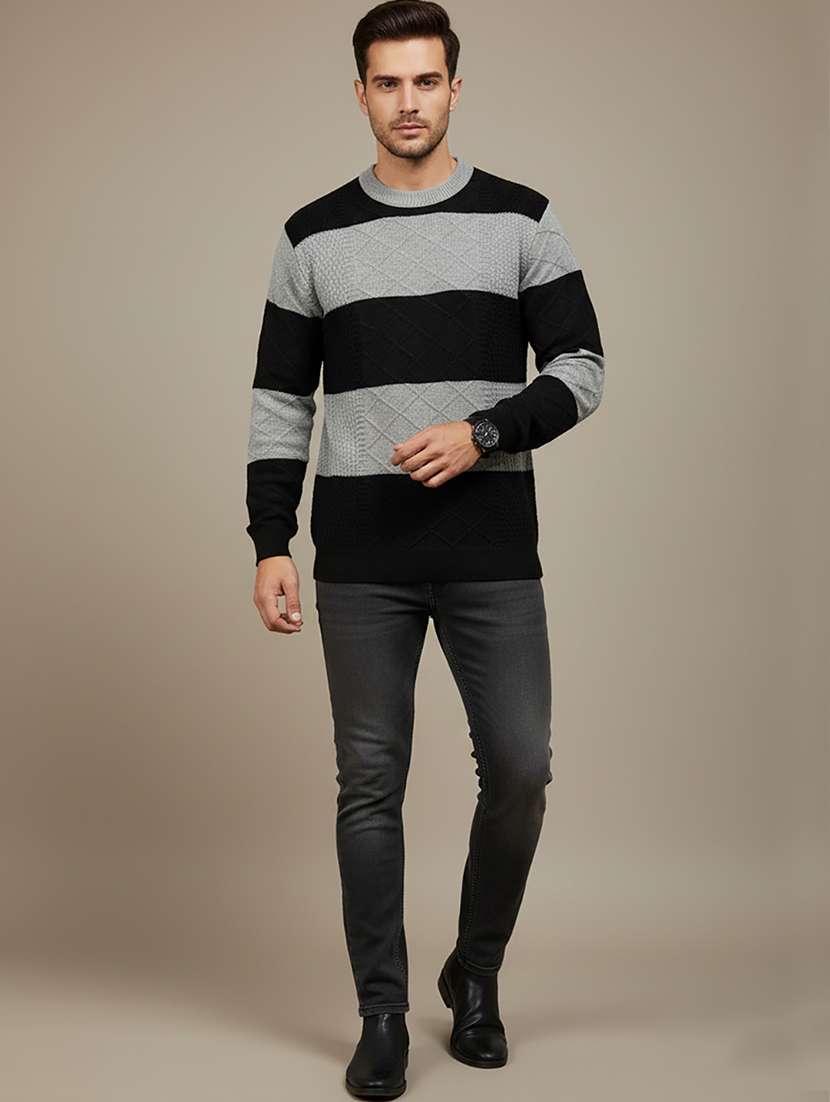 men color block long sleeve regular fit pullover  - 22279182 -  Standard Image - 3