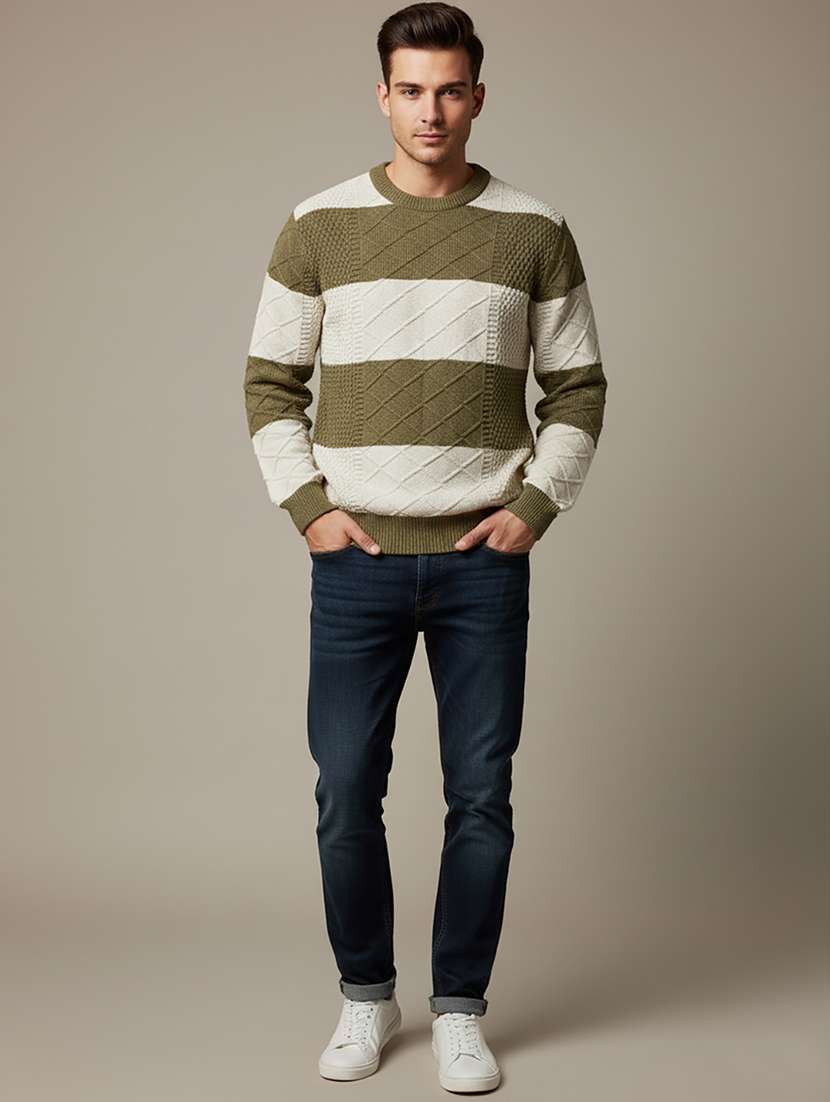 men color block long sleeve regular fit pullover  - 22279183 -  Standard Image - 3