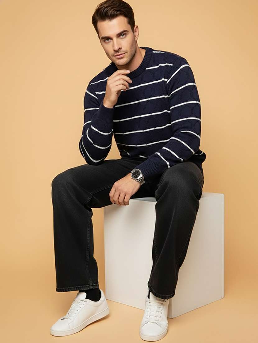 men striped long sleeve regular fit pullover  - 22279187 -  Standard Image - 3