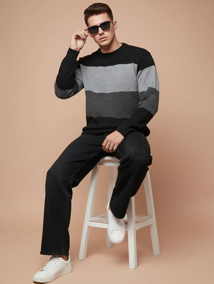 men color block long sleeve regular fit pullover  - 22279193 -  Standard Image - 3