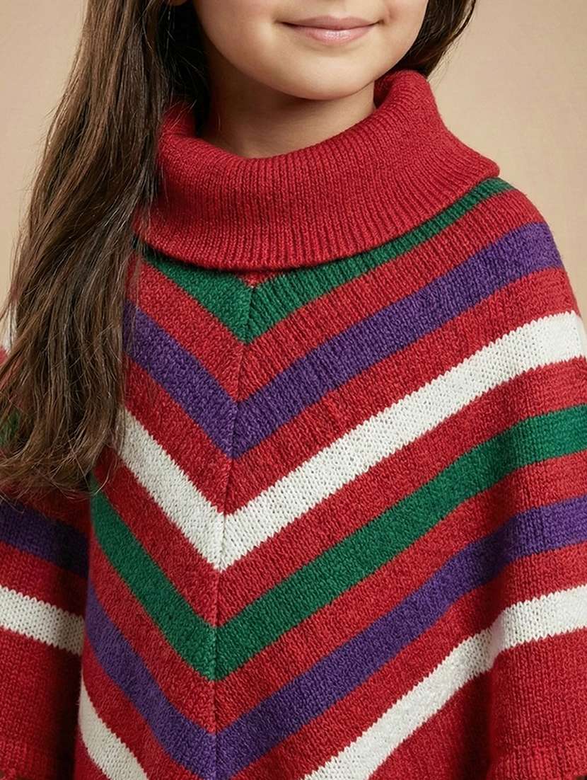 girls striped turtle neck poncho - 22279228 -  Standard Image - 5