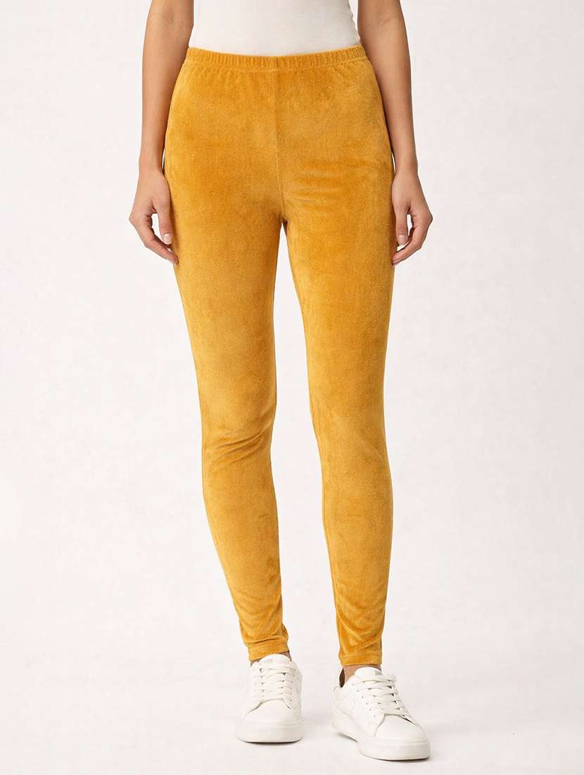 women solid mid rise legging