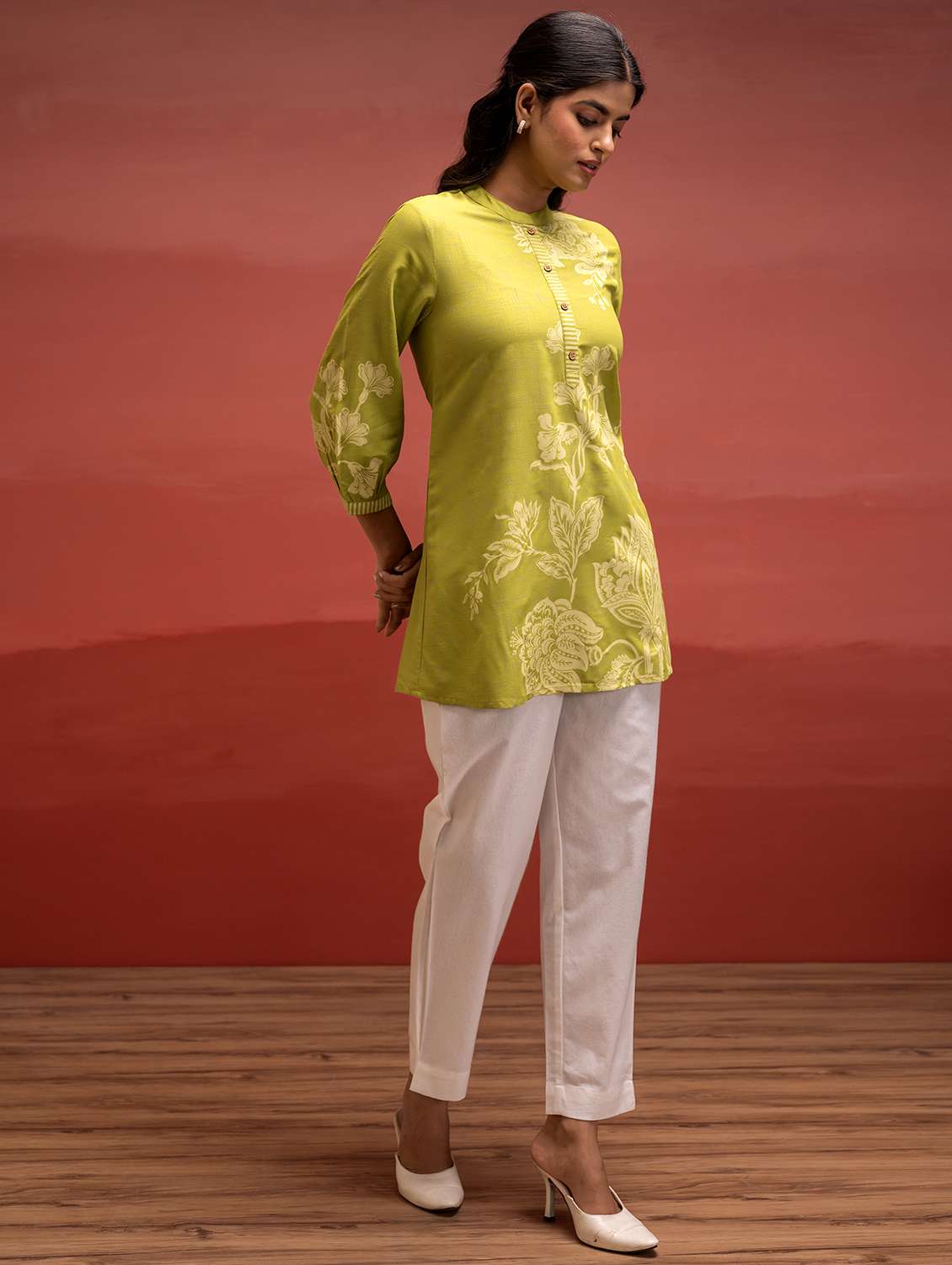 women floral printed three quarter sleeve ethnic top - 22279250 -  Standard Image - 3