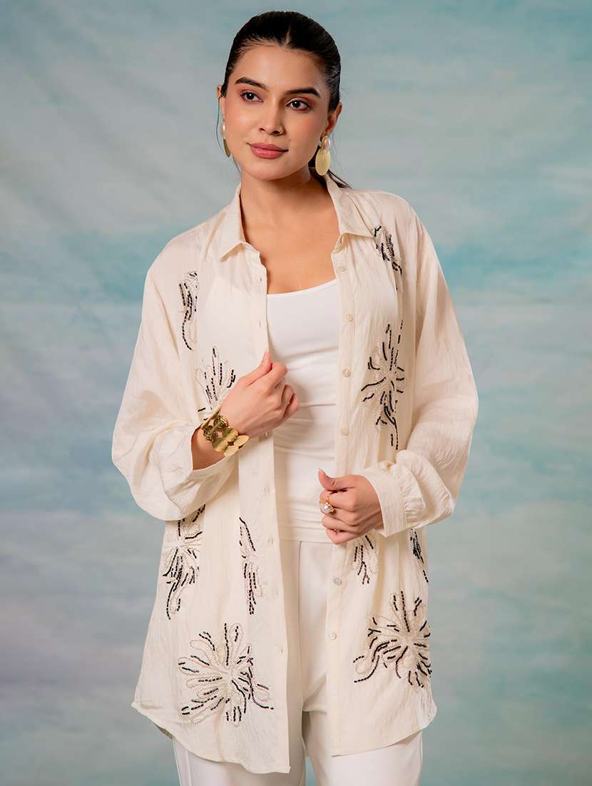 women solid with work long sleeve ethnic top