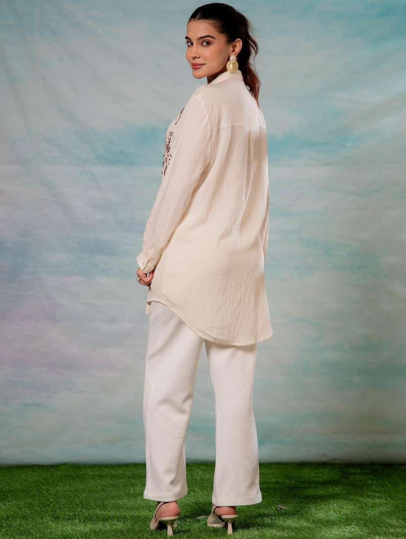 women solid with work long sleeve ethnic top - 22279254 -  Standard Image - 3