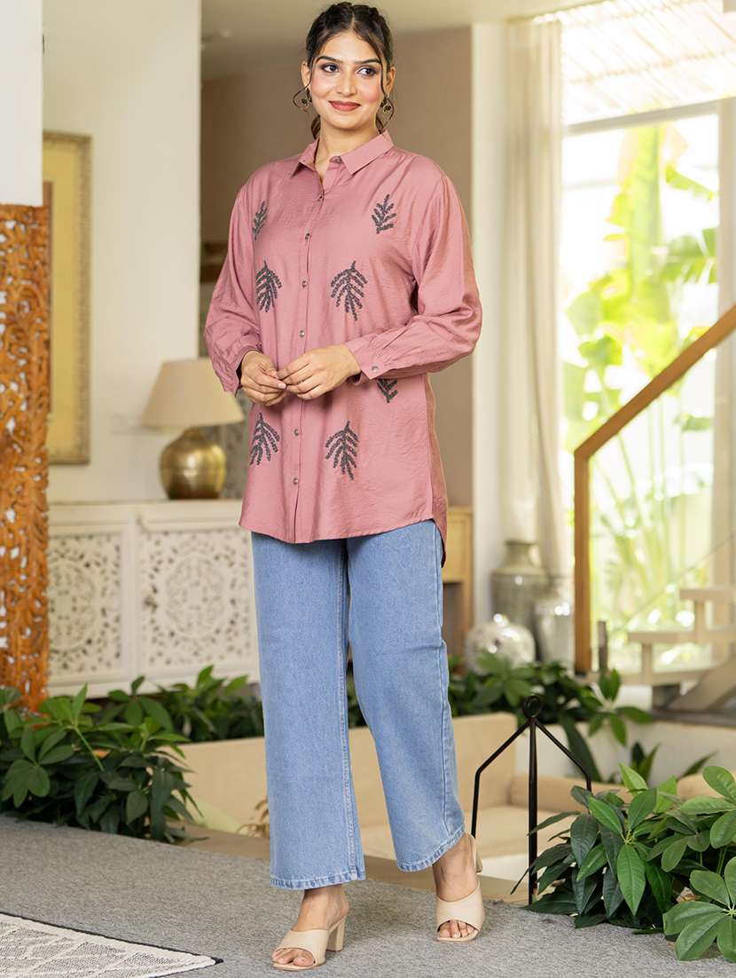 women solid with work long sleeve ethnic top - 22279256 -  Standard Image - 3