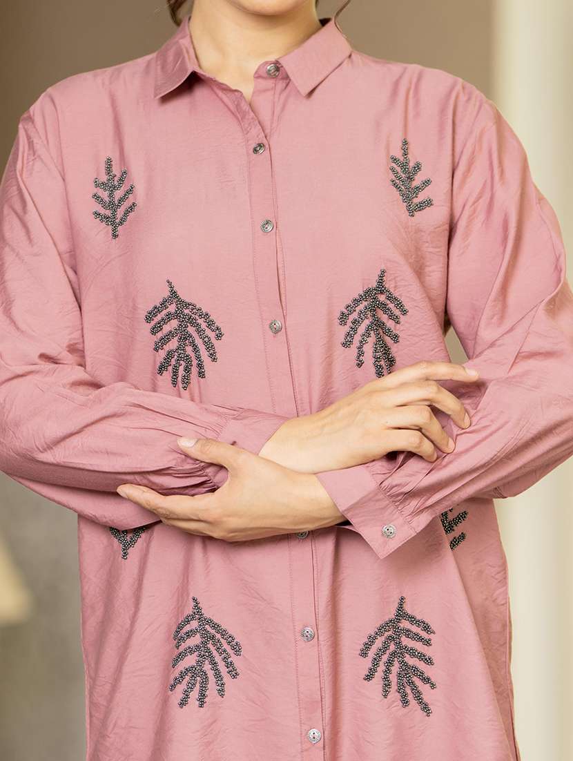 women solid with work long sleeve ethnic top - 22279256 -  Standard Image - 5