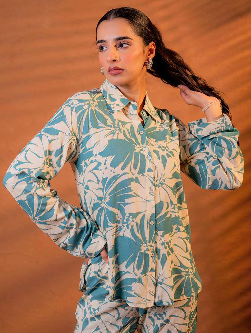 women floral long sleeve shirt & trouser co-ord set - 22279301 -  Standard Image - 3