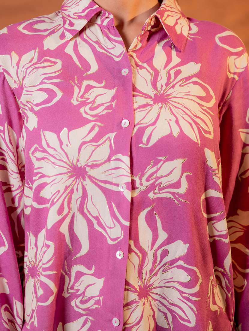 women floral long sleeve shirt & trouser co-ord set - 22279302 -  Standard Image - 3