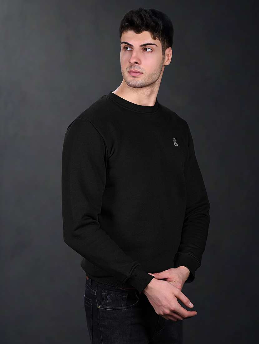 men solid crew neck long sleeve sweatshirt