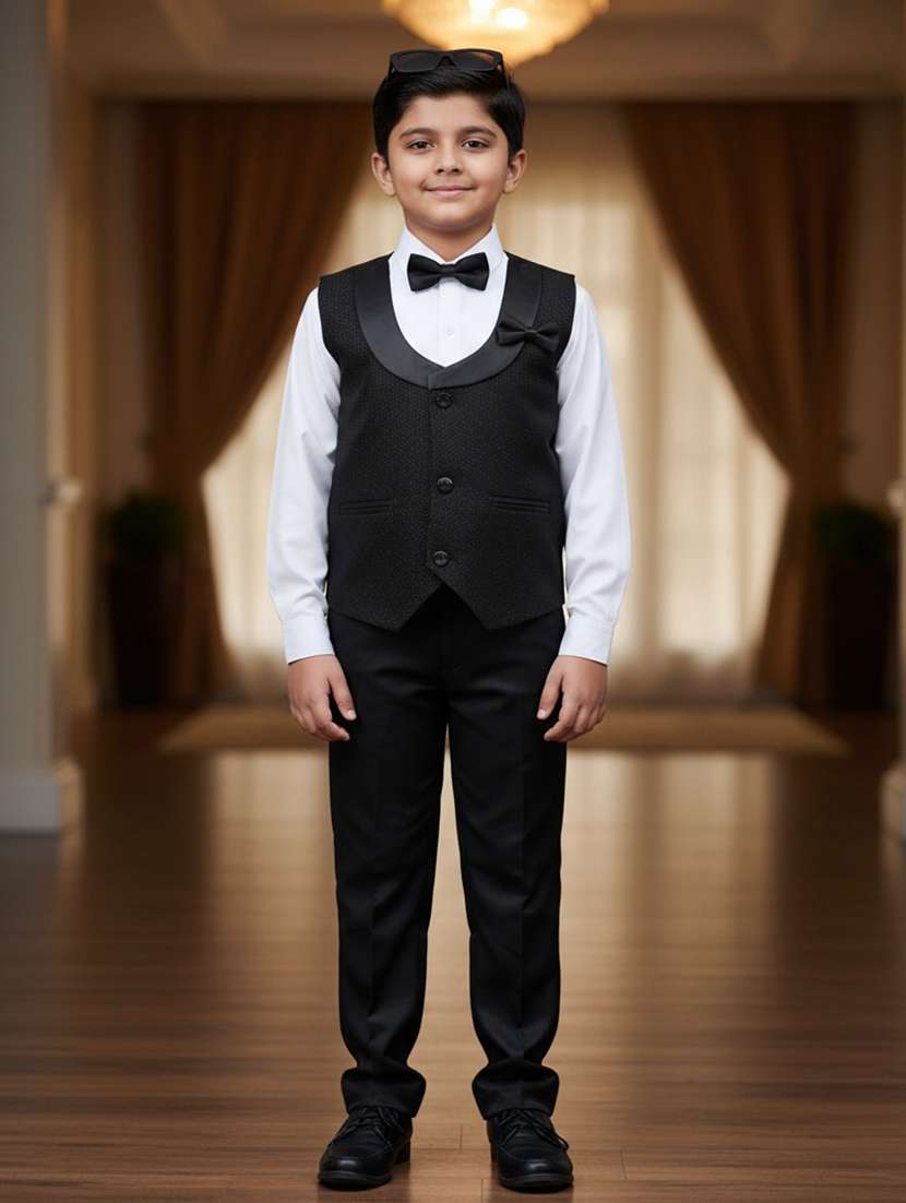 black cotton suit set jackets & coat - 22279713 -  Standard Image - 3