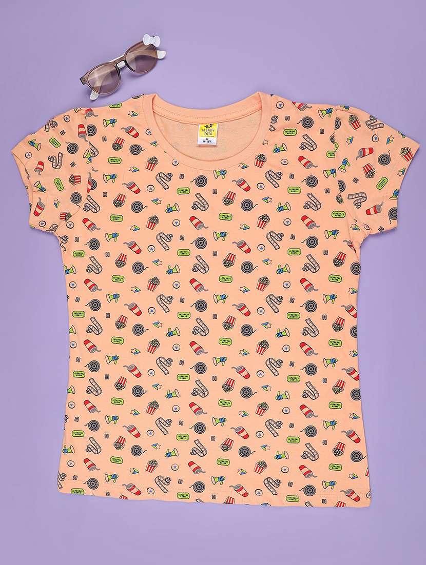 girls printed short sleeve tee
