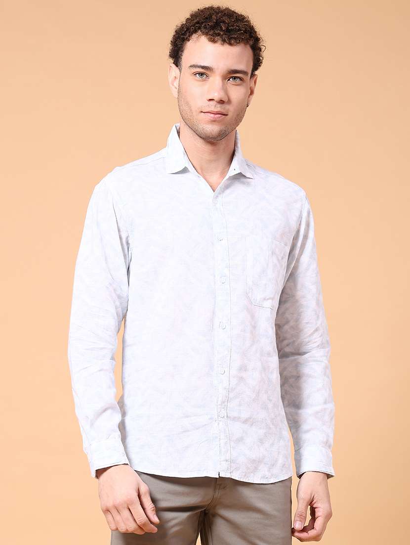 men printed long sleeve regular fit casual shirt