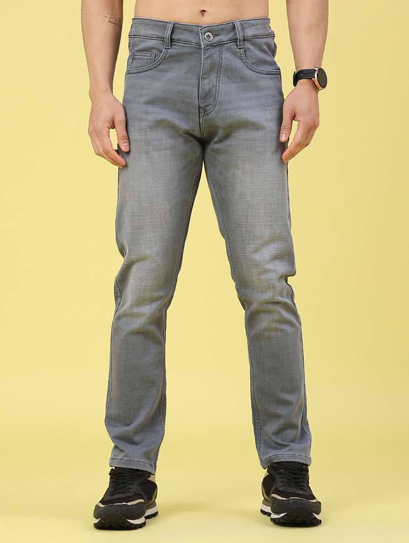 men washed mid rise full length slim fit jeans