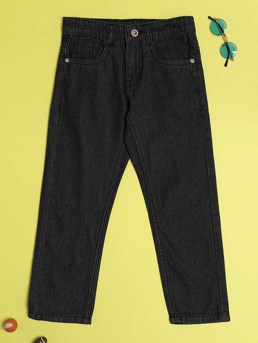 boys solid mid rise jeans