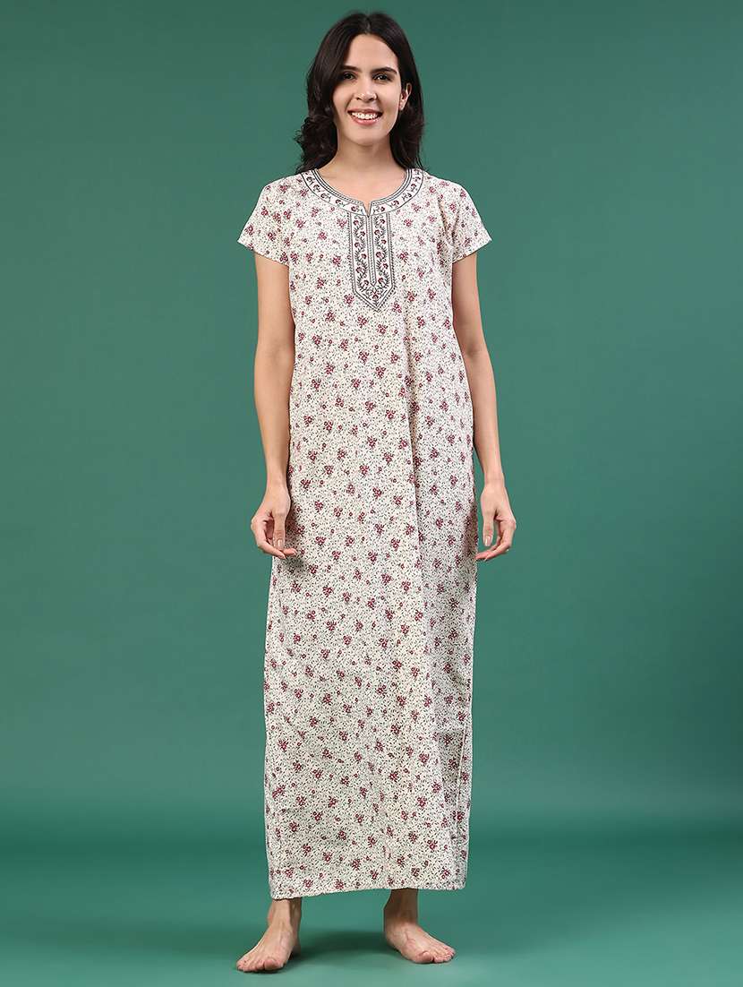 women printed short sleeve nighty