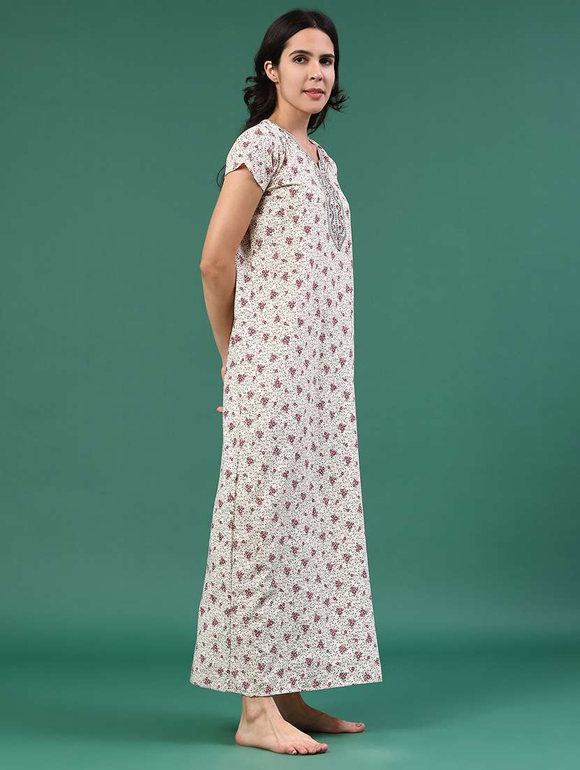 women printed short sleeve nighty - 22279942 -  Standard Image - 3