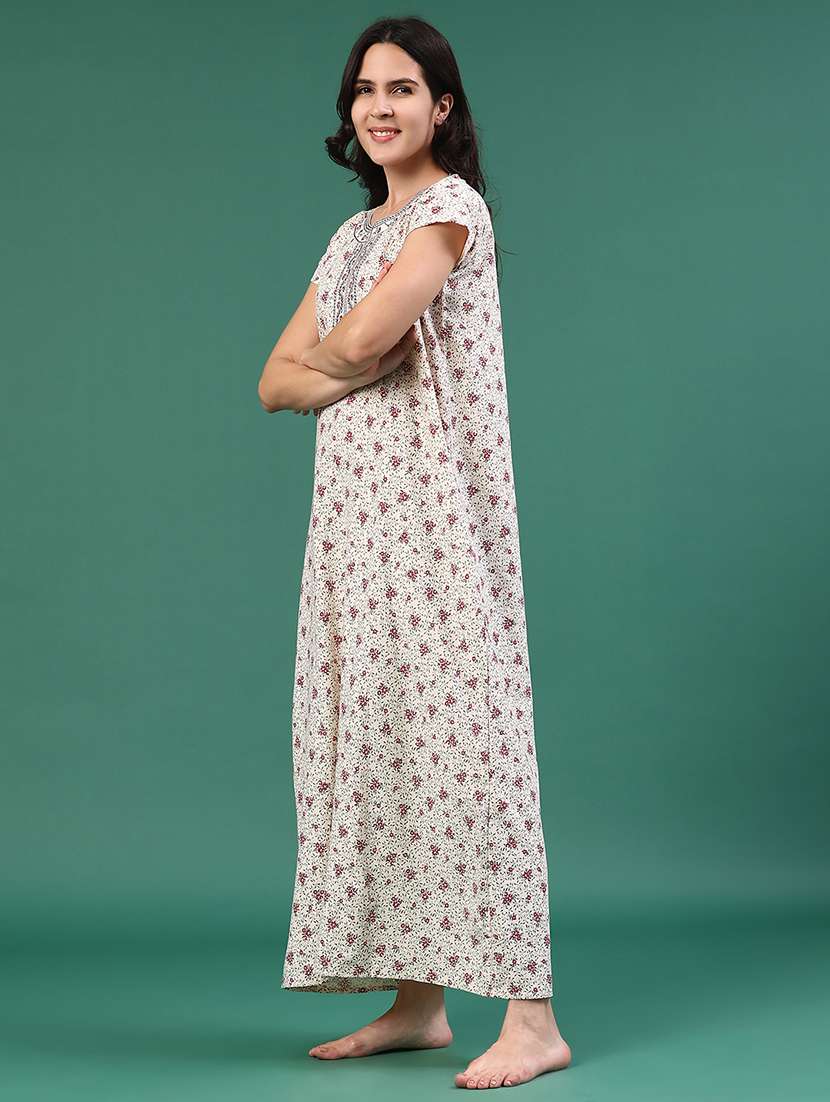 women printed short sleeve nighty - 22279942 -  Standard Image - 5