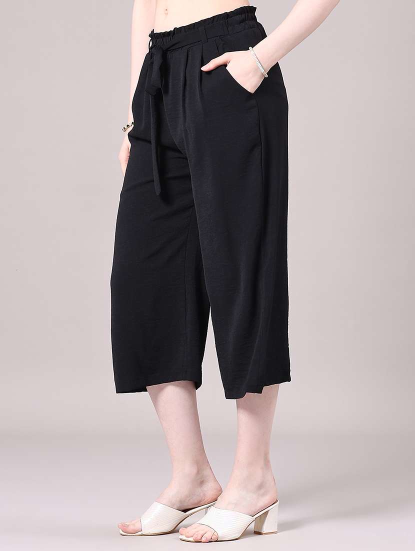 women solid mid rise culottes  - 22279947 -  Standard Image - 3
