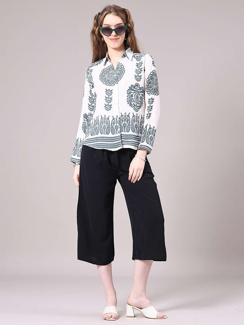 women solid mid rise culottes  - 22279947 -  Standard Image - 5