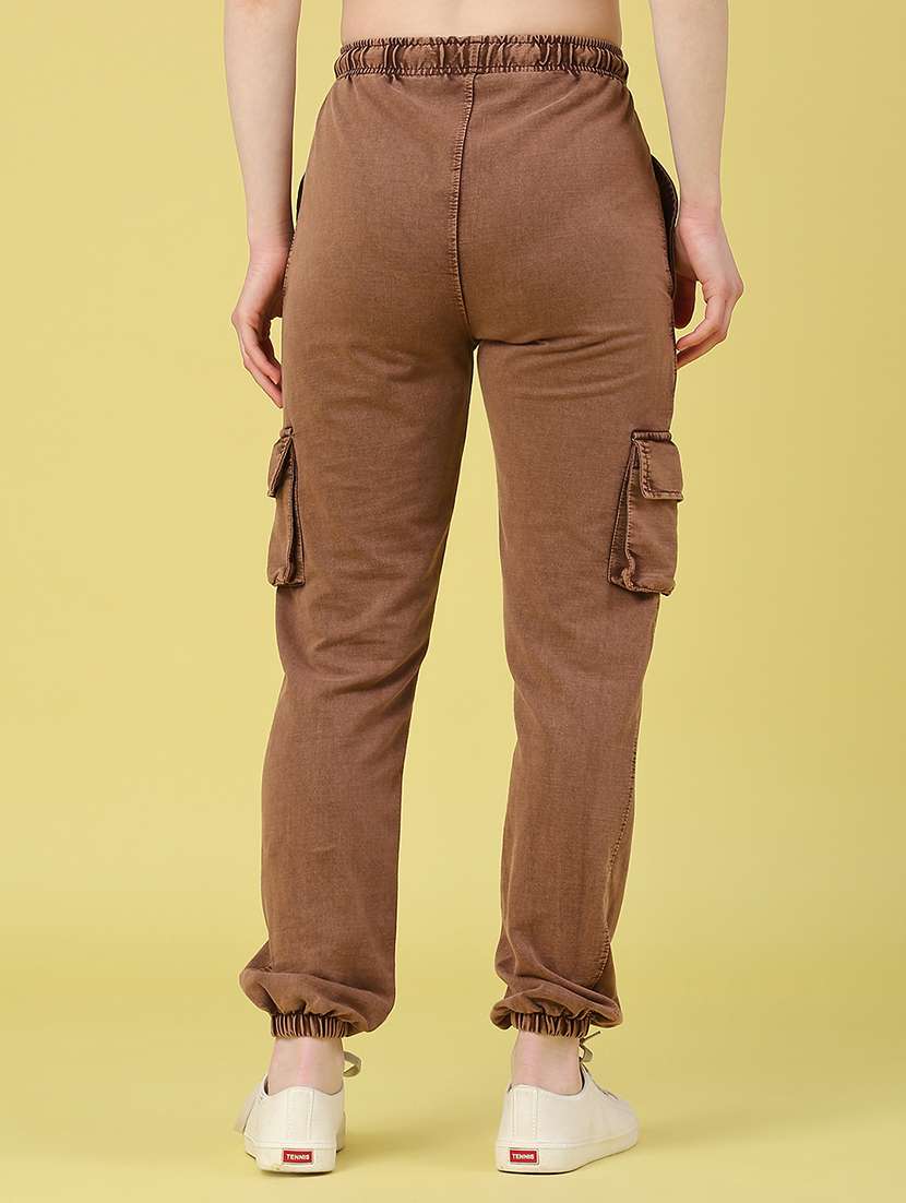 women solid mid rise cargo jogger - 22279966 -  Standard Image - 3