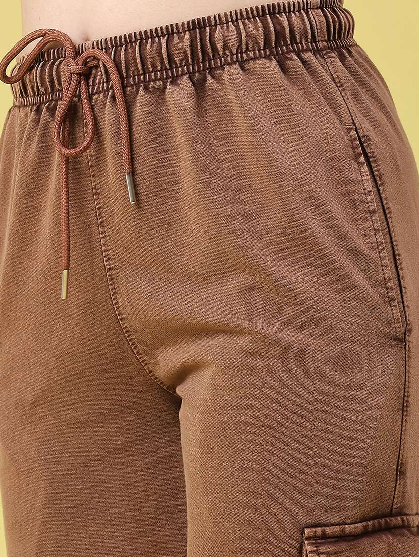 women solid mid rise cargo jogger - 22279966 -  Standard Image - 5