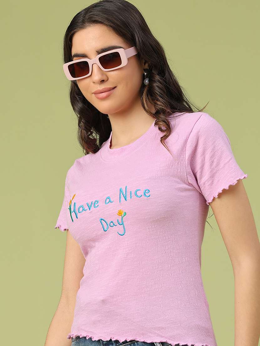 women embeoidered short sleeve t-shirt