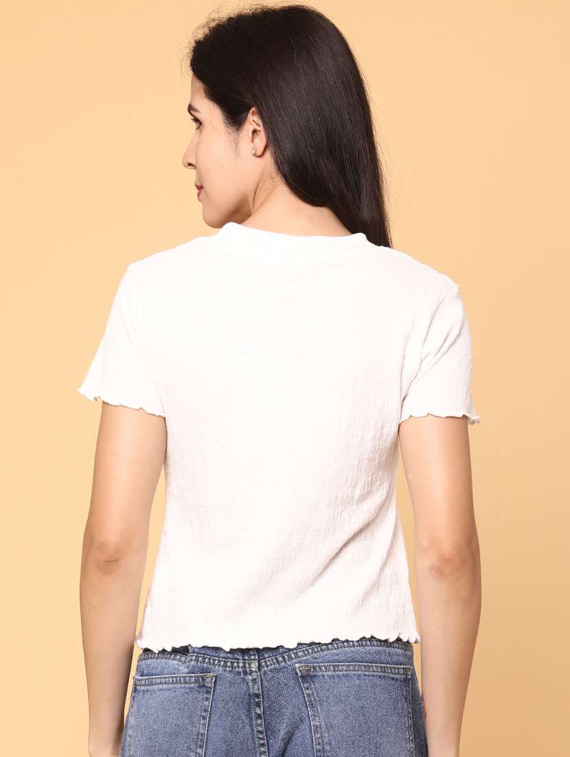 women solid short sleeve t-shirt - 22280017 -  Standard Image - 3
