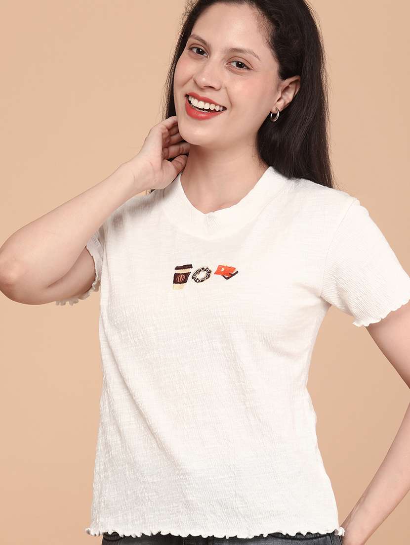 women embroidered short sleeve t-shirt