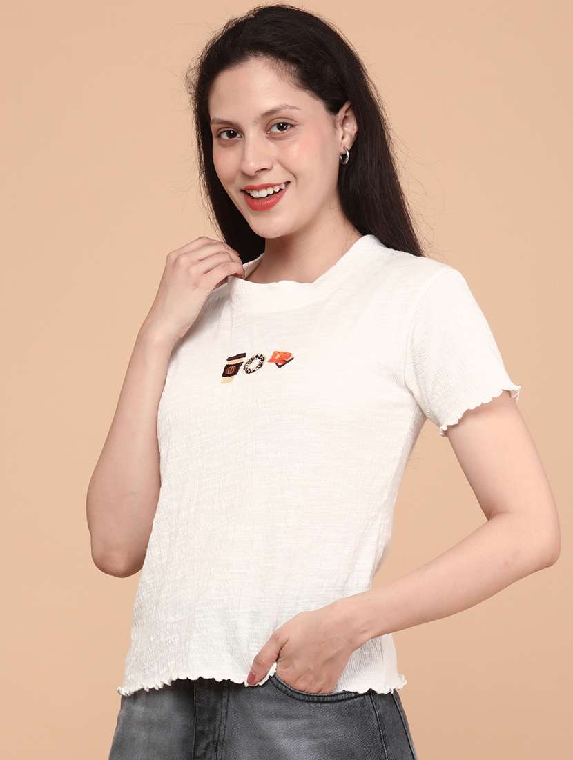 women embroidered short sleeve t-shirt - 22280018 -  Standard Image - 3