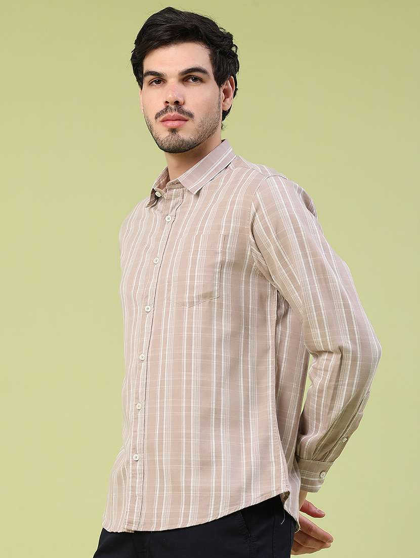 Men Striped Long Sleeve Regular Fit Casual Shirt - 22280043 -  Standard Image - 3