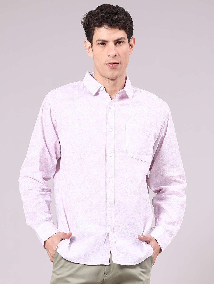 men printed long sleeve regular fit casual shirt