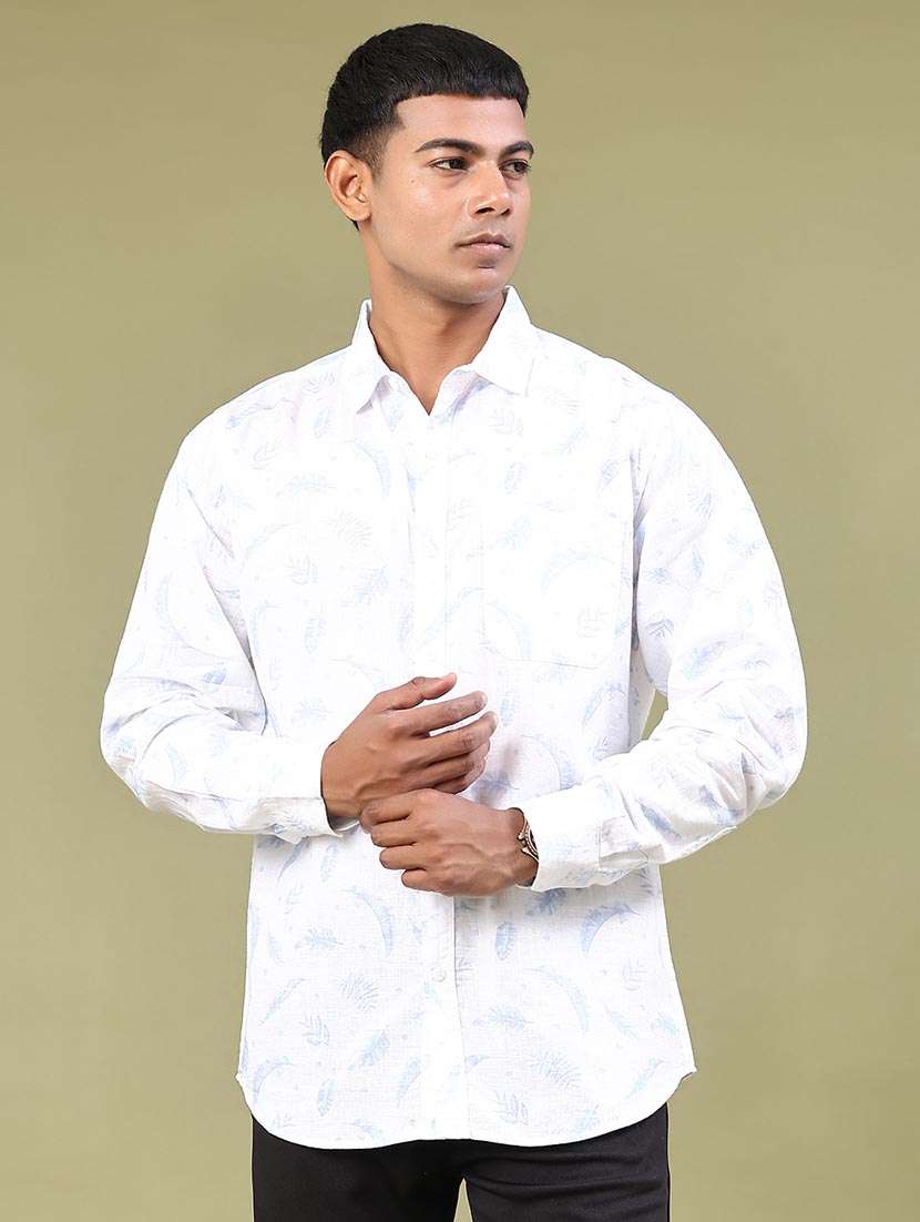 men printed long sleeve regular fit casual shirt