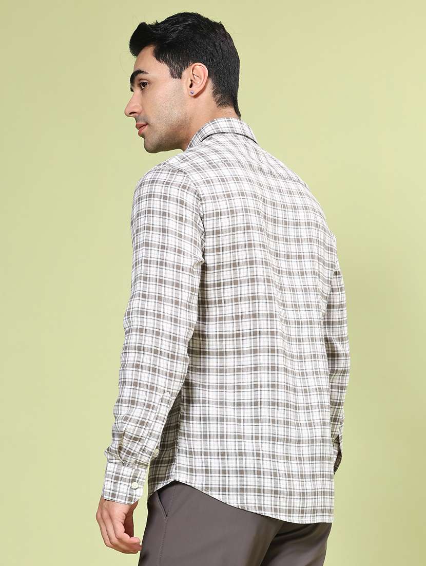 men checkered long sleeve regular fit casual shirt - 22280050 -  Standard Image - 3