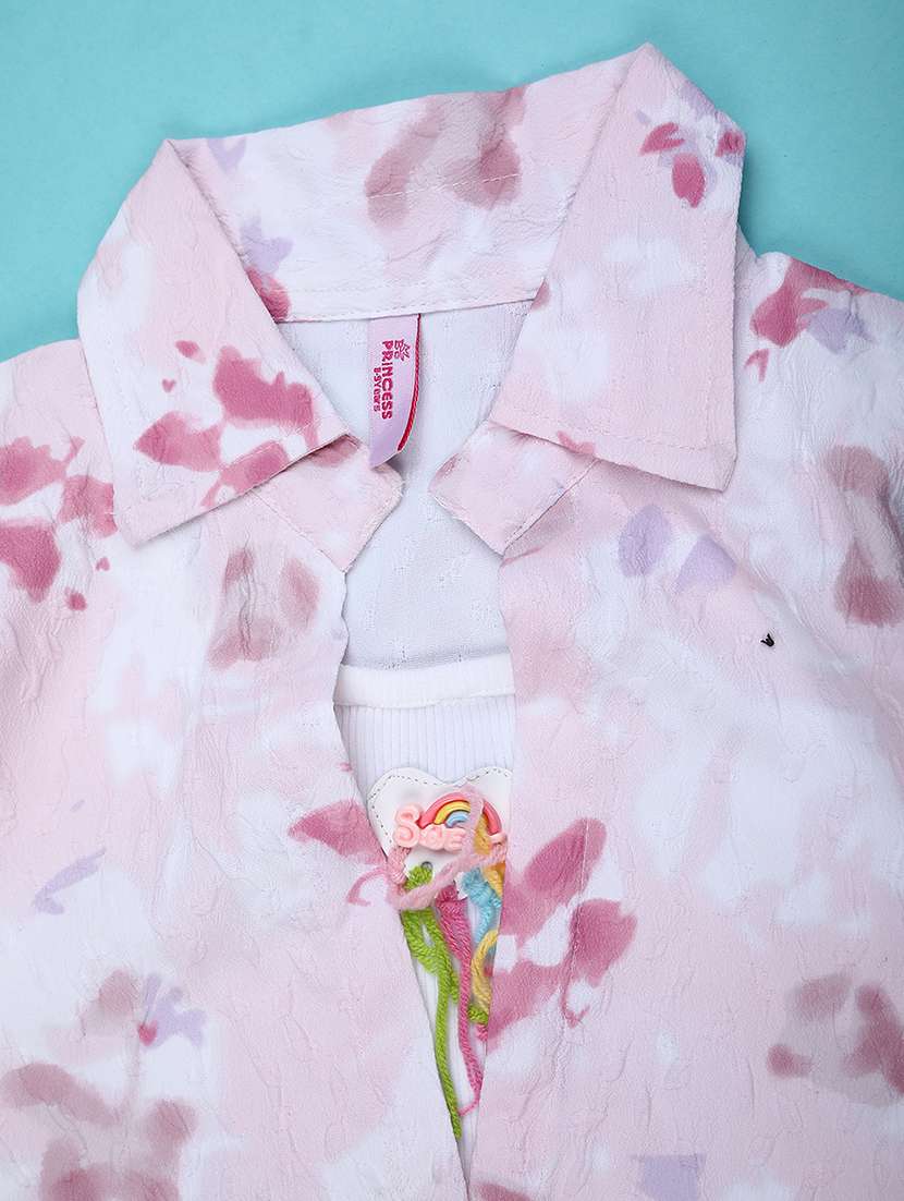 Girls Printed Collared Short Sleeve Top - 22280073 -  Standard Image - 3