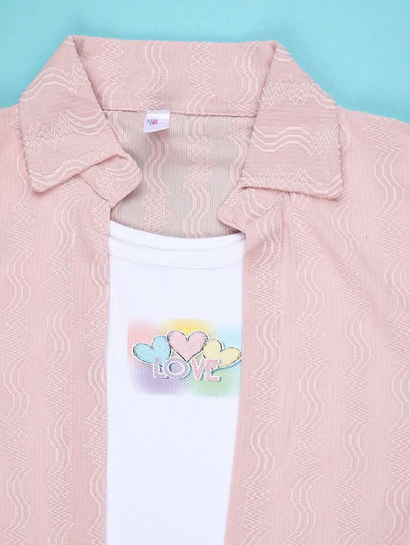 Girls Self Designed Three Quarter Sleeve Top - 22280074 -  Standard Image - 3