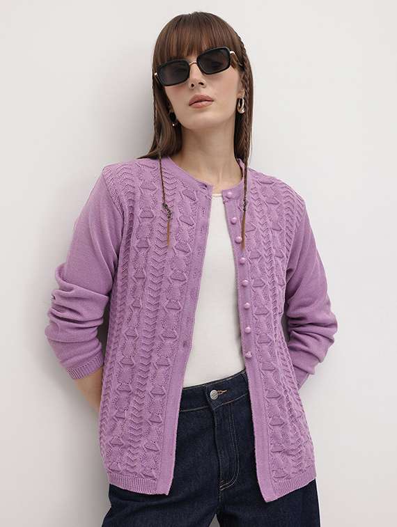 women self designed long sleeve cardigan