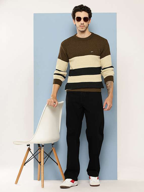 men color block long sleeve regular fit pullover - 22280089 -  Standard Image - 3