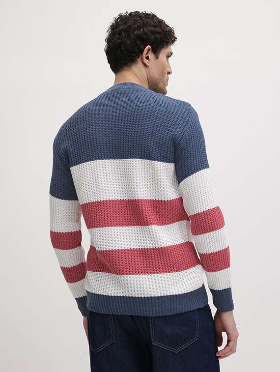 men color block long sleeve regular fit pullover - 22280090 -  Standard Image - 3