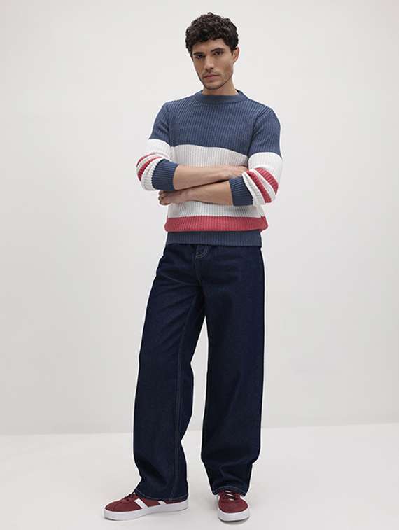 men color block long sleeve regular fit pullover - 22280090 -  Standard Image - 5