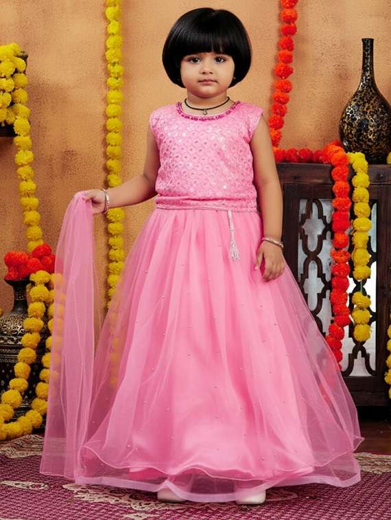girls embroidered lehenga choli with dupatta set