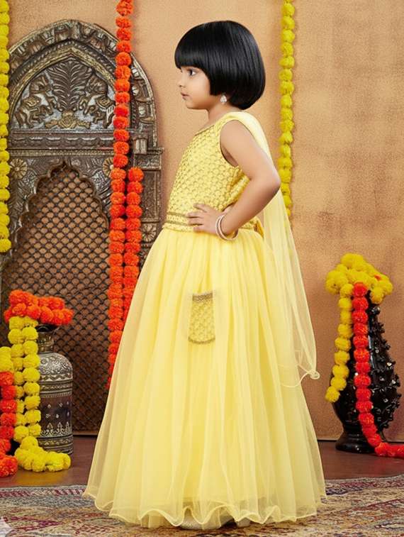 girls embroidered lehenga choli with dupatta set - 22280101 -  Standard Image - 3