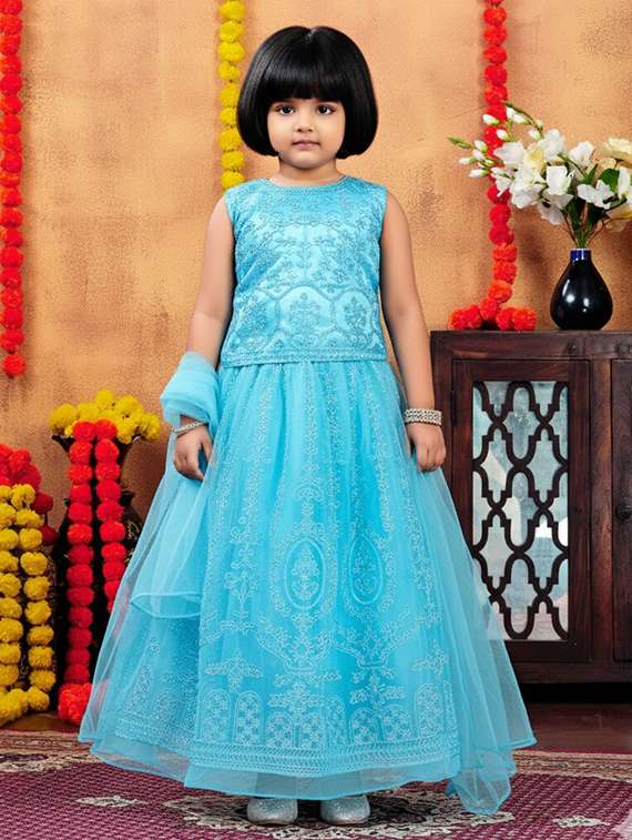girls embroidered lehenga choli with dupatta set