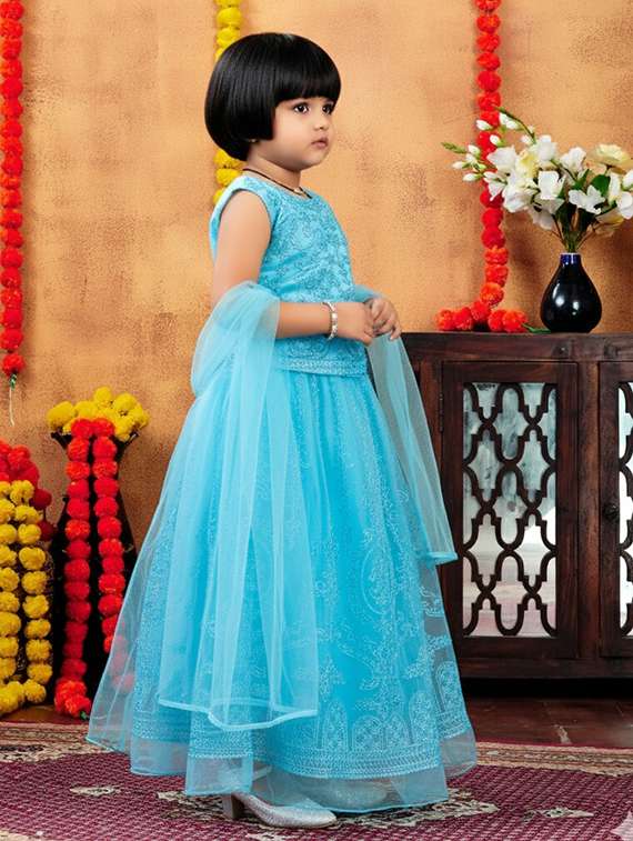 girls embroidered lehenga choli with dupatta set - 22280104 -  Standard Image - 3