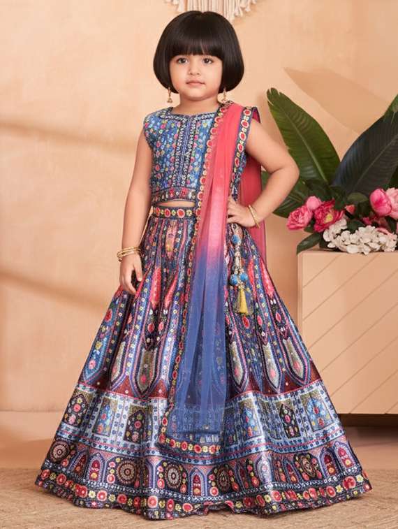girls printed lehenga choli with dupatta set
