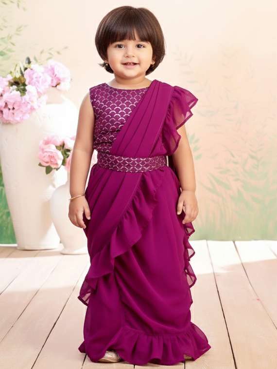 festive purple embroidered georgette lehenga choli