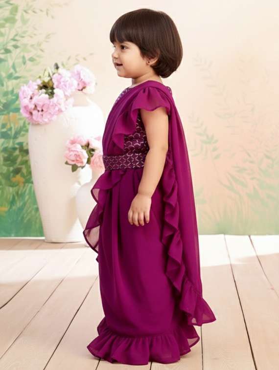 festive purple embroidered georgette lehenga choli - 22280113 -  Standard Image - 3